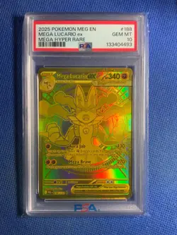 2025 POKEMON MEG EN-MEGA EVOLUTION MEGA HYPER RARE #188 MEGA LUCARIO EX PSA 10 - Image 1