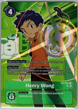 Henry Wong (Alternate Art) EX2-061 R Digital Hazard - Digimon Card Game - NM - Image 1
