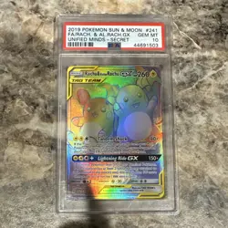 Pokemon Raichu & Alolan Raichu GX Secret Rare SM-Unified Minds PSA 10 Holo - Image 1