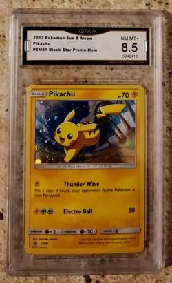 2017 Pokemon Sun & Moon Black Star Promo #SM81 Pikachu HOLO GMA 8.5 NM-MT+ - Image 1