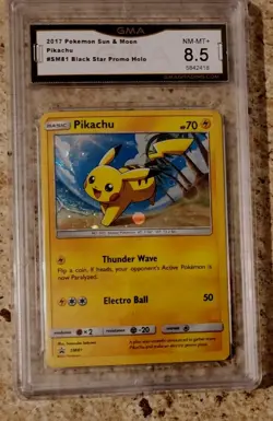 2017 Pokemon Sun & Moon Black Star Promo #SM81 Pikachu HOLO GMA 8.5 NM-MT+ - Image 2