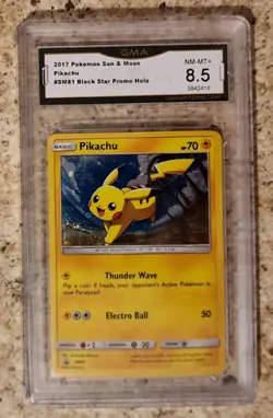 2017 Pokemon Sun & Moon Black Star Promo #SM81 Pikachu HOLO GMA 8.5 NM-MT+ - Image 3