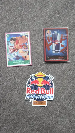 SEALED One Piece TCG Red Bull Double Don Set + Monkey D. Luffy Promo + Sticker - Image 1