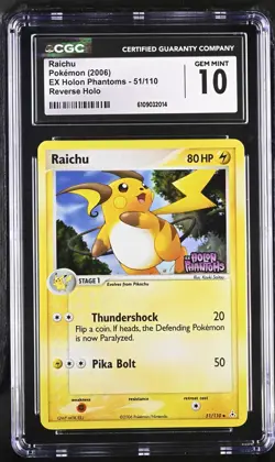 CGC 10 Raichu EX Holon Phantoms 51 Reverse Holo Stamped Pokemon Card - Image 1