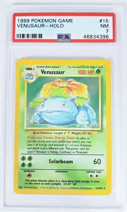 1999 Pokemon Venusaur Holo Card #15 PSA Graded Near Mint 7 - Image 1