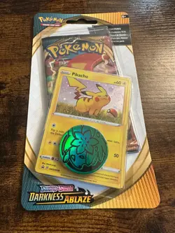 Pokemon TCG Sword & Shield Darkness Ablaze Booster Pack Pikachu + Coin SWSH039 - Image 1