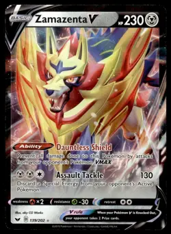 Pokemon TCG SWSH01: Sword & Shield Base Set #139/202 Zamazenta V NM - Image 1