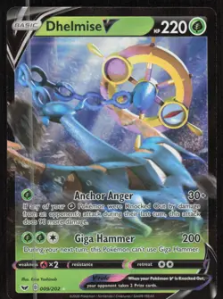 Pokemon TCG SWSH01: Sword & Shield Base Set #009/202 Dhelmise V NM - Image 1