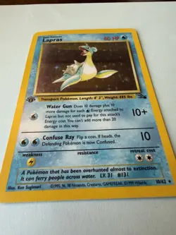 NEAR MINT Pokemon Lapras 1st Ed Fossil #10 Holo Rare - WOTC Vintage - CLEAN - Image 3
