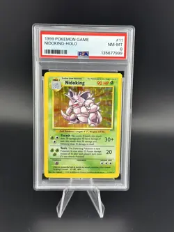 1999 POKEMON BASE SET UNLIMITED #11 NIDOKING-HOLO PSA 8 - Image 1