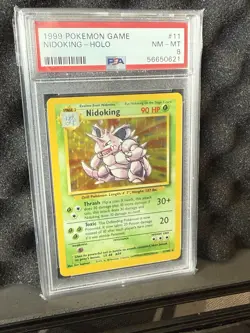 PSA 8 NM-MT Nidoking 11/102 Base Set Pokemon Card WOTC Vintage Holo 1999 - Image 1