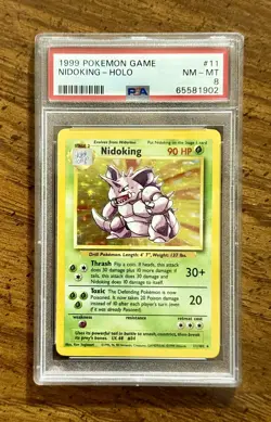 Pokemon 1999 Base Set Nidoking Holo Rare PSA 8 11/102 English - Image 1