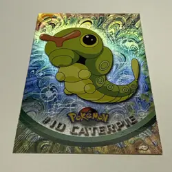 1999 Topps #10 Caterpie Rainbow Foil TV Pokemon Animation Series 1 Black Logo LP - Image 1