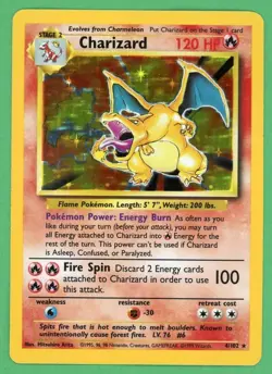 Charizard Pokemon Base Set Unlimited Holo Rare 4/102 - Image 1