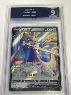 2020 Pokemon Sword & Shield Zacian V 138/202 Grade 9 Mint Full Art Holo - Image 1