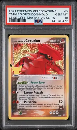 Pokemon Team Magma's Groudon PSA 10 Gem Mint Holo Rare #9 Celebrations 2021 - Image 1