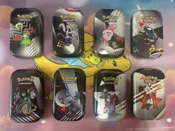 Pokemon Black Bolt White Flare Unova Mini Tin Art Set of 8 w/Stickers! - EMPTY - Image 1