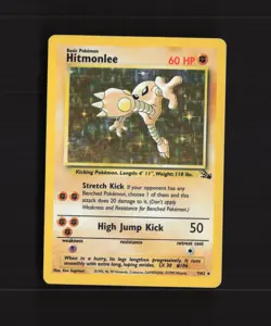 Hitmonlee 7/62 WOTC Fossil Set Holo Rare Pokemon Card LP - Image 1