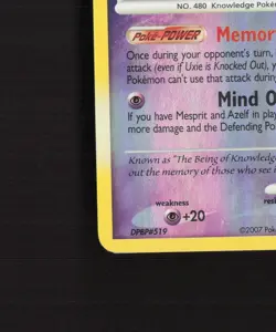 Uxie 18/123 Mysterious Treasures Reverse Holo Rare Pokemon Card LP - Image 5