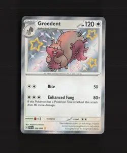 Greedent 206/091 Paldean Fates Shiny Holo Rare Pokemon Card NM - Image 1
