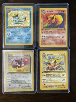 Pokemon Cards Eevee, Jolteon, Flareon, Vaporean 1st Edition Jungle Set (1999) - Image 1