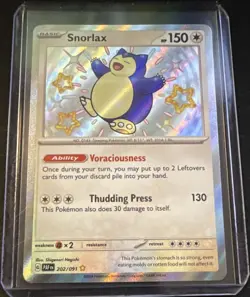 Pokemon Snorlax 202/091 SV: Paldean Fates Shiny Rare Holo Card Basic HP 150 NM! - Image 1