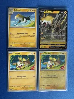 Boltund V+Boltund+Yamper (x2/1 RevHolo) 4-card Pokemon lot - ships PWE - Image 1