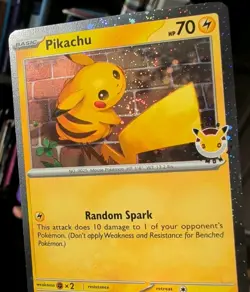 Pikachu 051/162 Stamped Pokemon Day 2026 Holo SWIRL With Coin Pokemon Card - Image 3