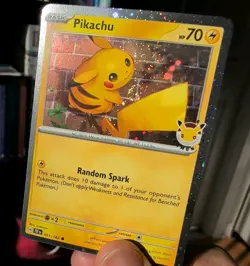 Pikachu 051/162 Stamped Pokemon Day 2026 Holo SWIRL With Coin Pokemon Card - Image 5