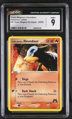CGC 9 MINT Team Magma's Houndour EX Team Magma Vs Aqua 35/95 Pokemon Card - Image 1