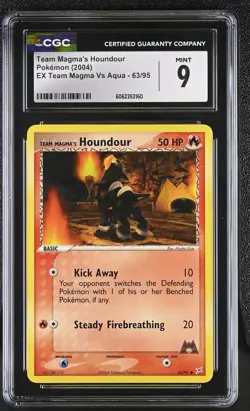 CGC 9 MINT Team Magma's Houndour EX Team Magma Vs Aqua 63/95 Pokemon Card - Image 1