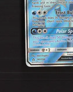 Glaceon GX 141/156 Ultra Prism Full Art Ultra Rare Holo Pokemon Card DMG - Image 5