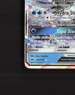 Tapu Fini GX 39/147 Burning Shadows Ultra Rare Holo Pokemon Card LP+ - Image 5