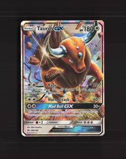 Tauros GX 100/149 Sun & Moon Ultra Rare Holo Pokemon Card DMG - Image 1