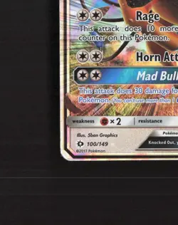 Tauros GX 100/149 Sun & Moon Ultra Rare Holo Pokemon Card DMG - Image 5