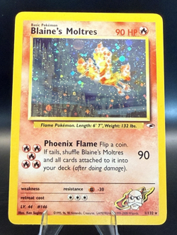 Blaine's Moltres 1/132 Gym Heroes Holo Rare WOTC LP Pokemon - Image 1