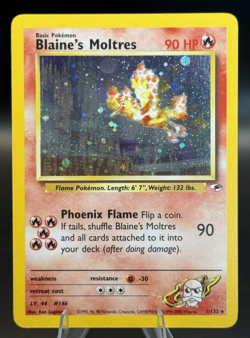 Blaine's Moltres 1/132 Gym Heroes Holo Rare WOTC LP Pokemon - Image 3