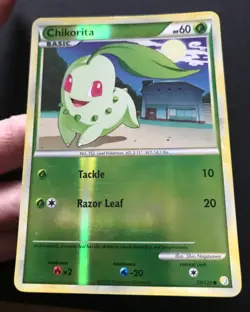 Chikorita 59/123 HGSS Base Set REVERSE HOLO Heartgold Soulsilver Pokemon Card Ex - Image 3