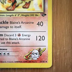 Pokemon TCG Blaine's Arcanine Gym Challenge Holo Rare Stage 1 90 HP 1/132 - Image 5