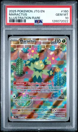 2025 POKEMON JTG EN-JOURNEY TOGETHER ILLUSTRATION RARE #160 MARACTUS PSA 10 - Image 1