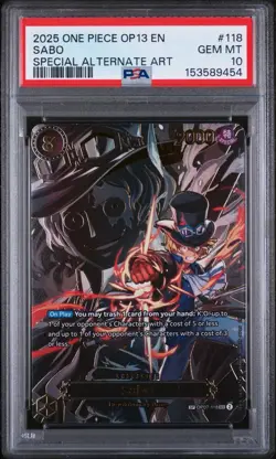 PSA 10 Sabo (SP Alt Art) Carrying On His Will OP13 OP07-118 EN One Piece B9 - Image 1