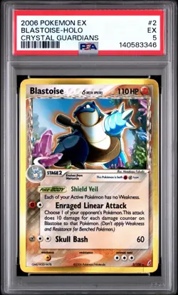 2006 Pokemon EX Crystal Guardians 2/100 Blastoise Holo PSA 5 EX Rare Vintage WOW - Image 1