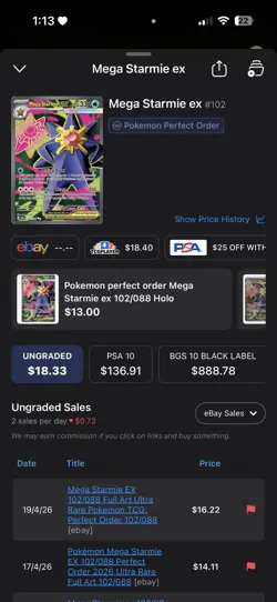 Mega Starmie ex - 102/088 - Ultra Rare - Perfect Order - NM/M - Pokemon Card - Image 2