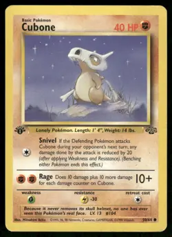 Pokemon Cards Cubone 50/64 1st Edition Jungle WOTC Common LP - Image 1