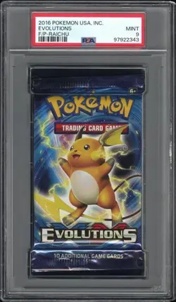 2016 Pokemon TCG - Evolutions Booster Pack (Raichu Art) PSA 9 - Image 1