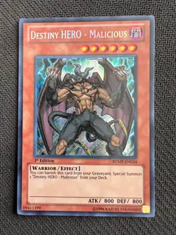 Yugioh Destiny HERO - Malicious 1st Edition Secret Rare RYMP-EN034 LP - Image 1