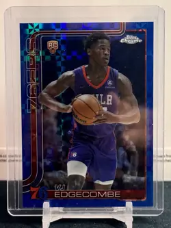 2025-26 Topps Chrome VJ Edgecombe BLUE X-Fractor Rookie RC SP #253 - Image 1