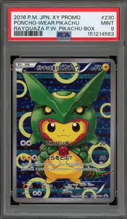 Pokemon Poncho-Wearing Pikachu Rayquaza Japanese Full Art Promo 230/XY-P PSA 9 - Image 1