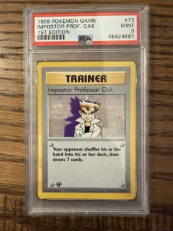 Pokemon Impostor Professor Oak 73/102 Base Set Shadowless 1st Edition Rare PSA 9 - Image 1