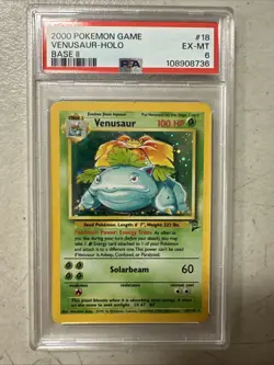 PSA 6 EX-MT Venusaur 18/130 Base Set 2 Holo Rare WoTC Pokemon Trading CG 2000 - Image 1